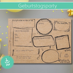 Gästebuchkarten mit Fragen zum Ausfüllen, Gästebuch Alternative, Geburtstag, Wünsche, Party