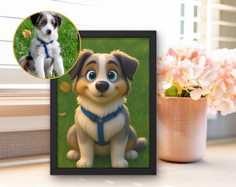 Cartoon Dog and Cat Portrait | Personalized Cartoon-Style Poster | Digital Portrait from Photo | Unique Gift