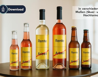 Bottle label, wine label, beer label, retirement gift, retirement present, gift for colleagues, download