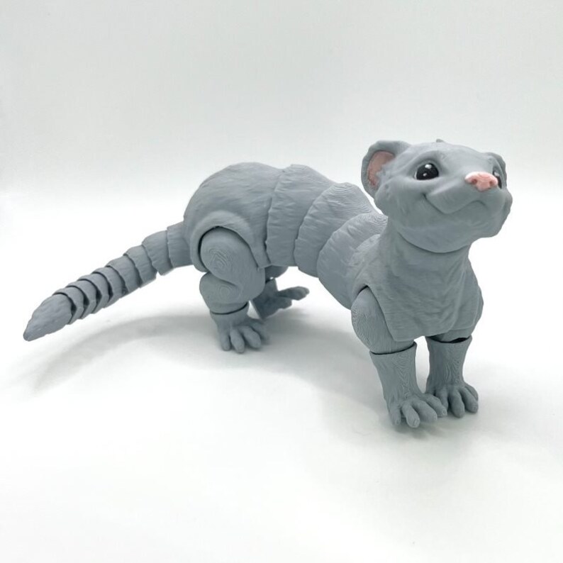 Articulating Ferret Figurine Gray