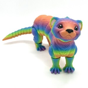 Articulating Ferret Figurine Rainbow
