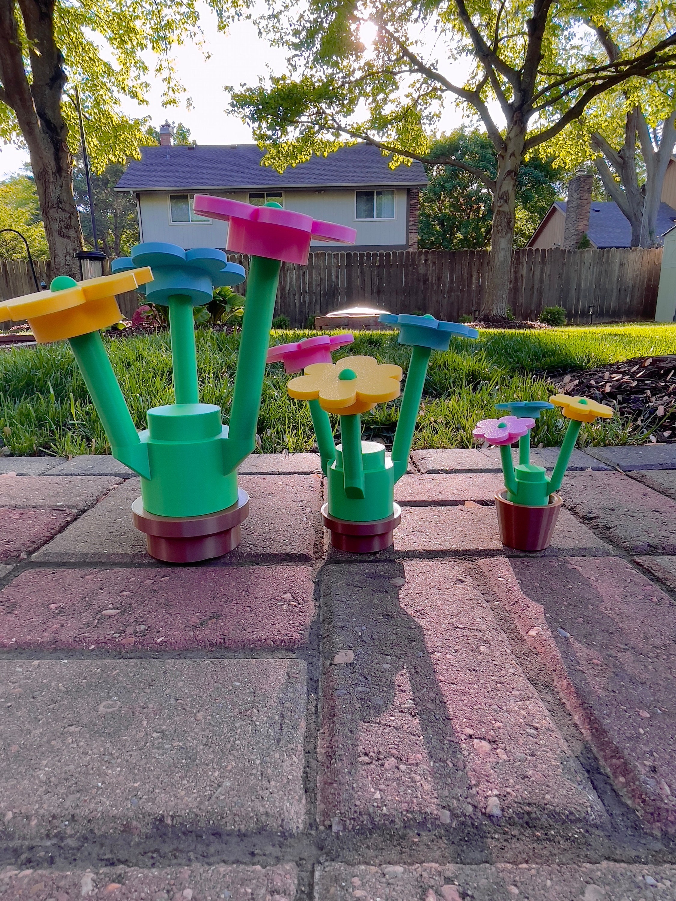 Colorful Lego-Inspired 3D Printed Flowers for Home Decor