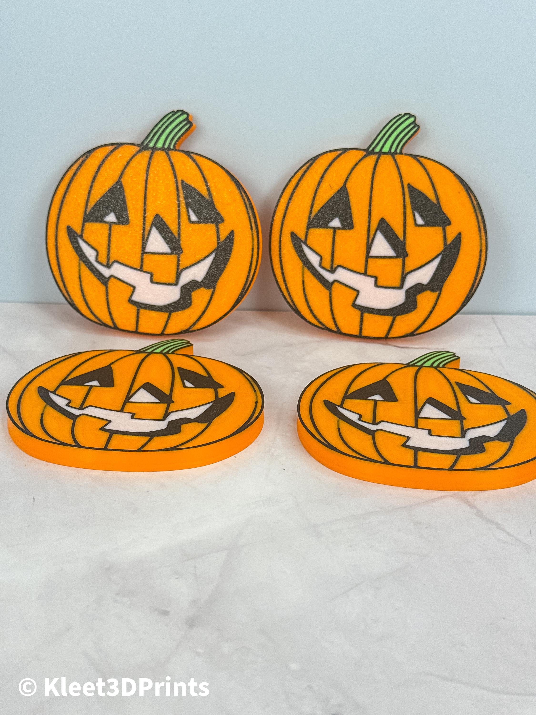 Pumpkin Drink Coasters, Spooky Set of 4, Halloween Party Decor