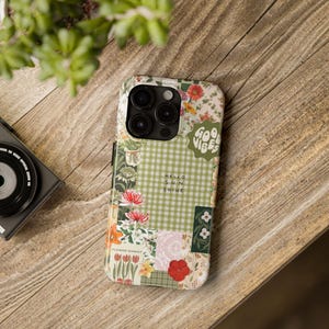 Good Vibes Floral Phone Case, Retro Collage Pattern Phone Case,  Vintage Sticker Style Phone Case, samsung- iphone