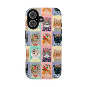 Whimsical Cat Phone Cases | Floral Cat Art, Cute Gift for Cat Lovers, Pet Lover&#39;s Perfect Accessory, Birthday Gift, Phone Accessories