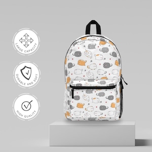 Niedlicher Katzen-Rucksack, Kawaii-Schultasche mit Cartoon-Kitty-Design, robuste und geräumige Büchertasche für Kinder, Jugendliche und Erwachsene