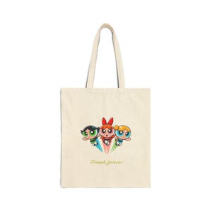 Bolsa da Amizade, Bolsa Tote de Algodão das Meninas Superpoderosas, Bolsa Ecológica, Presente para Amantes de Desenhos Animados, Bolsa de Praia, Presente para Amiga,