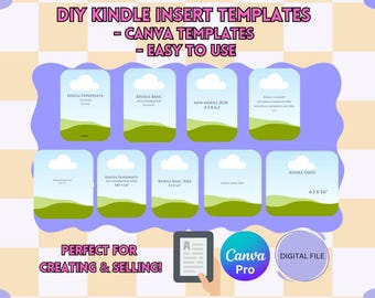 Kindle Insert Templates, Kindle Clear Case Insert Templates, Canva Kindle Insert Templates