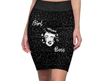 Girl Boss Pencil Skirt, Woman Empowerment Skirt, Pinup Girl, Rockabilly, Women Skirt, Strong Woman, Babe Boss