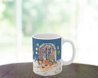 Mediterranean Mug 11oz, Greece Mug, Greek Summer Mug, Ceramic Mug, Coffee Mug, Tea Mug