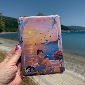 Sommer-Kindle-Einlage, Strand-Kindle-Hülle, Sonnenuntergang-Kindle-Hülle, Mittelmeer-Kindle-Hülle, Küste, Griechische Insel, Digitaler Download