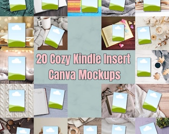 Cozy Kindle Mockups, 20 Canva Insert Templates, Instant Download