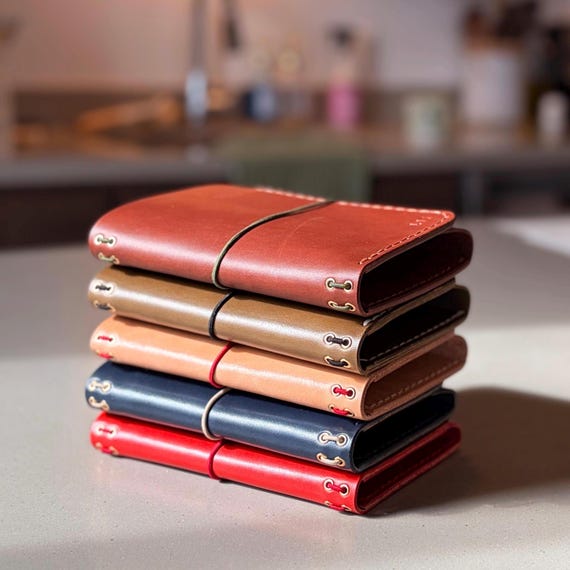Trifold vegetable-tanned leather journal cover – fits A5 or A6 inserts