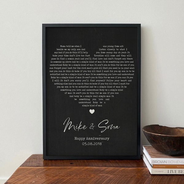 Personalized Heart Song Lyric Print, Anniversary Gifts For Him, Birthday Gift, Our Song Poster, First Dance Wedding Song, Christmas Gift