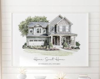 Our First Home Print, Custom House Portrait, Housewarming New Home Gift For Homeowners, House Painting, Realtor Closing Gift, Christmas Gift