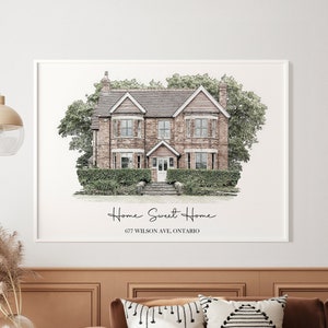 Custom House Sketch, New Home Gift, Drawing From Photo, Personalized Housewarming Gift, First Home Painting, Realtor Closing, Christmas Gift