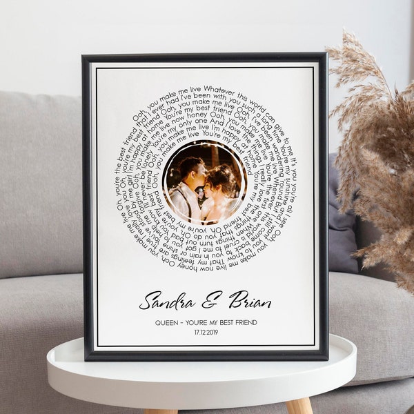 Vinyl Record Song Lyrics Print With Photo, Custom Anniversary Gift For Couples, Birthday Gift For Him, Our Song Poster Art, Valentine's Day