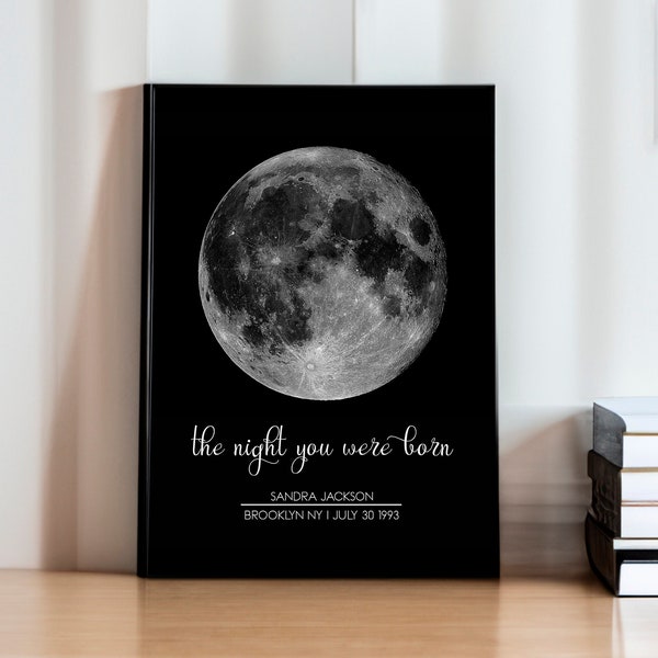 Moon Phase Print, Personalized Anniversary Gift For Her, Night Sky By Date, Day You Were Born, Birthday Gift For Him, Night We Met Wall Art