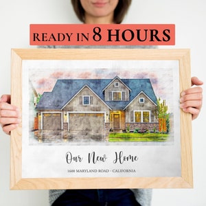 Custom Watercolor House Portrait, Personalized New Home Gift, Housewarming Our First Home Painting, Realtor Closing Gift, Christmas Gift