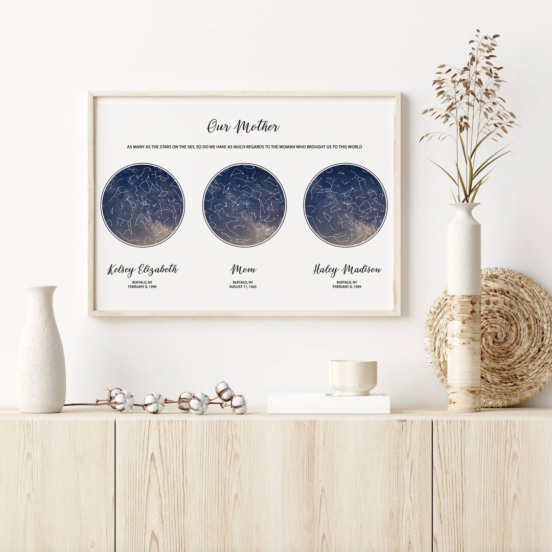 Custom Star Map by Date, Night Sky Print, Birthday Gift for Mom From ...