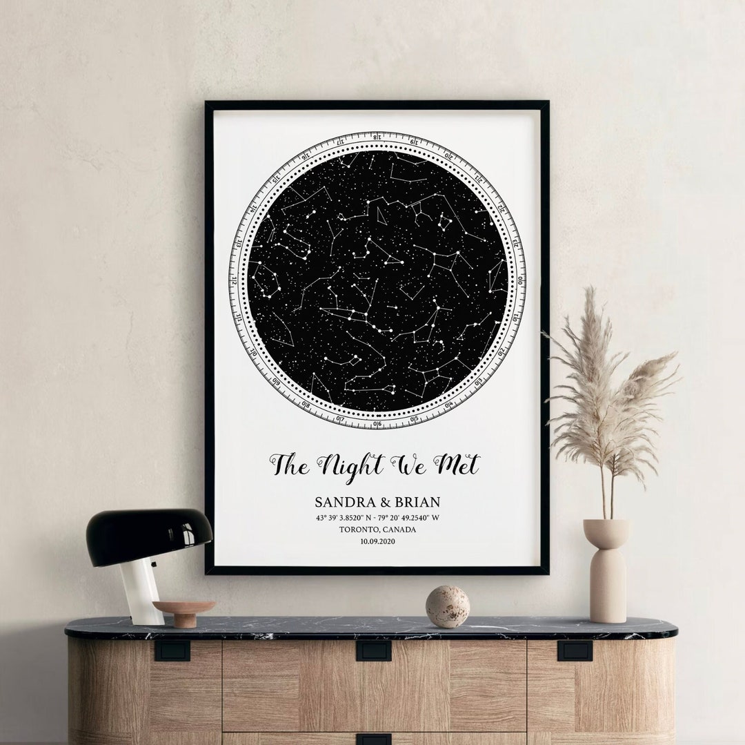 Personalized Star Map by Date, Custom Night Sky Chart Print, the Night ...