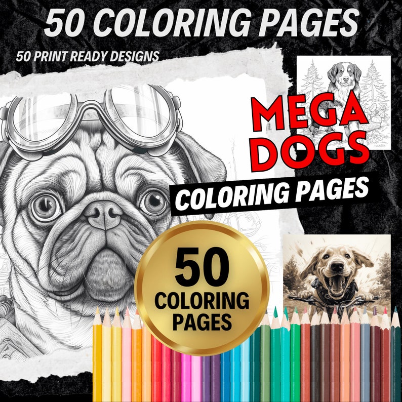 50 Malvorlagen für Hunde zum Ausmalen und Ausmalen für einen - Etsy.de