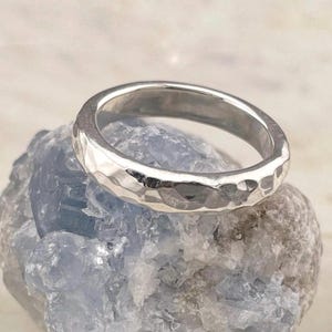 Anillo de plata de ley 925 martillado: regalo de anillo de plata para él y para ella