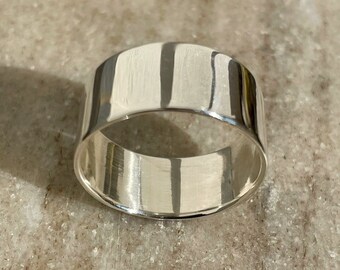Langer Silberring, großer Silberring, breiter Ring, gebürsteter Silberring, geschenk für ihn