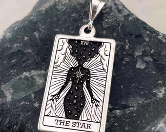 A Carta da Estrela | Pingente de Tarô em Prata de Lei 925 | Joia Espiritual | Talismã Feito à Mão