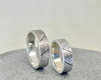 Handmade Sterling Silver Leaf Skeleton Ring – Nature Promise Ring, Engagement Band, Gift for Her or Him
