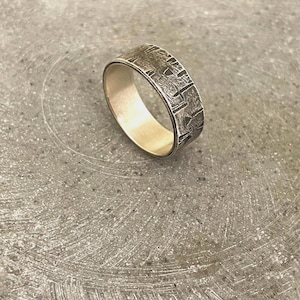 Old fashioned ring-rustic sterling silver ring-handmade embossed ring, oxidized ring.