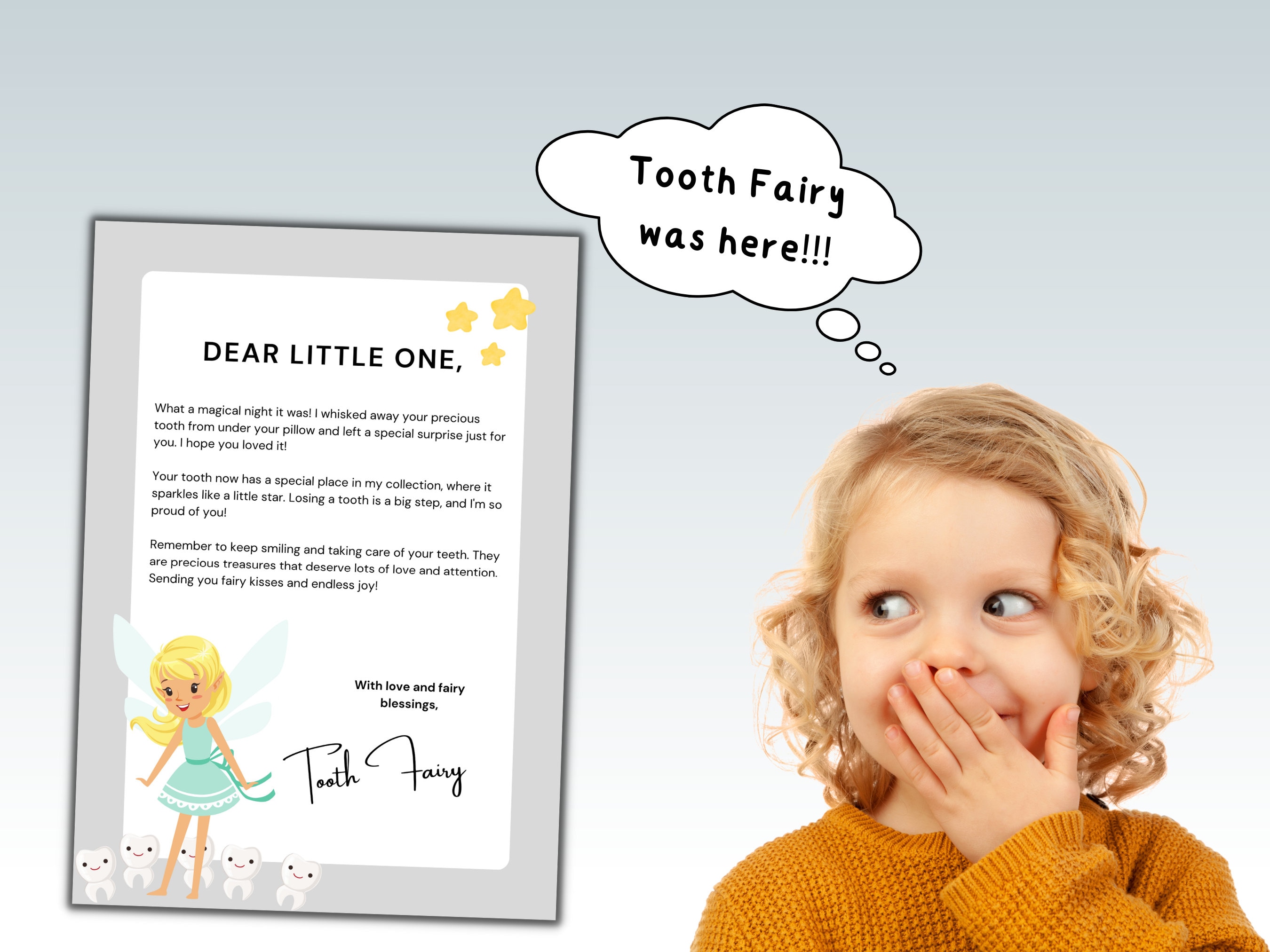 Tooth Fairy Letter First Tooth Certificate for Kids Printable Tooth