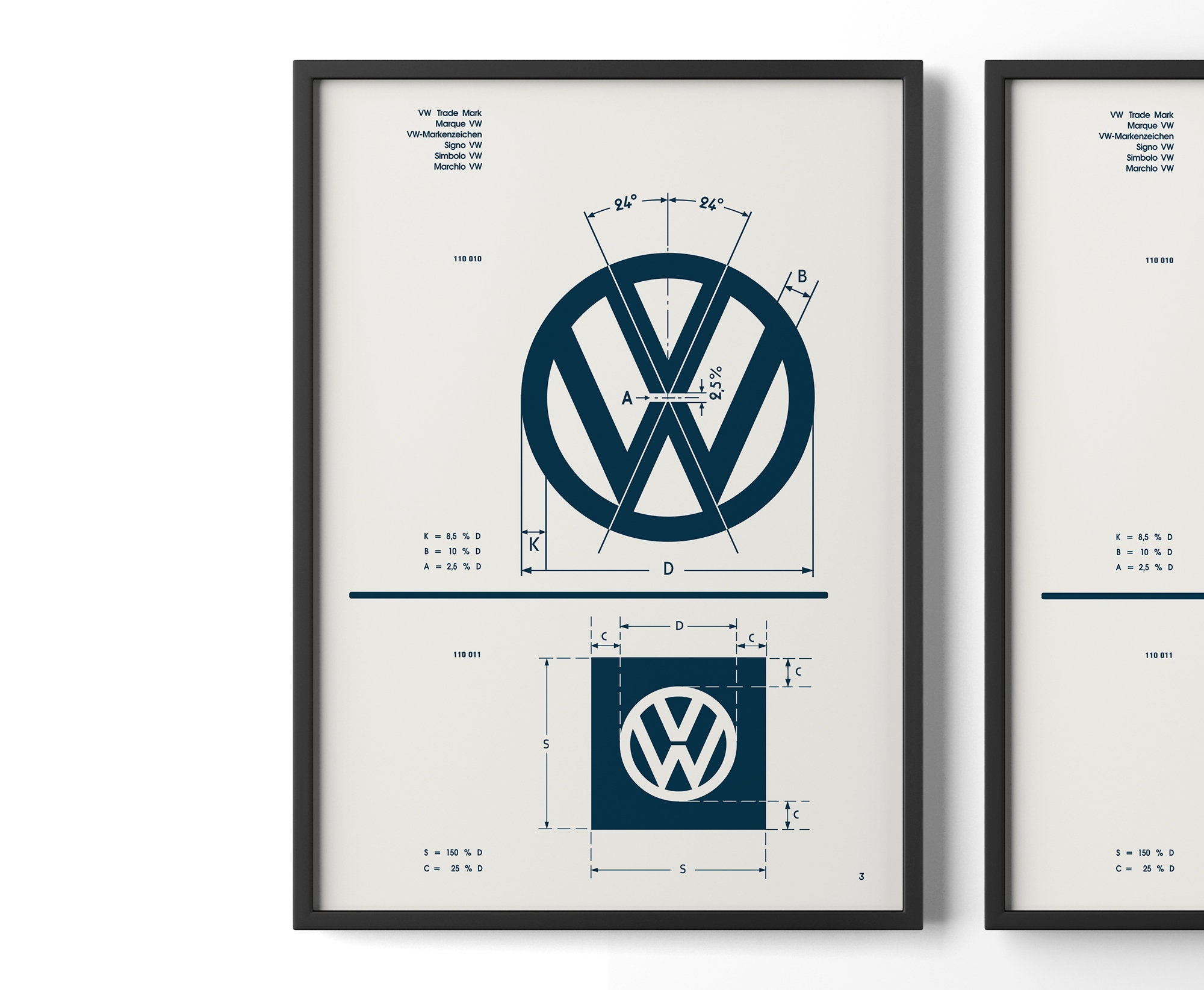 Volkswagen Logo Untersetzer Set Klassisches Blau und Weißes Design