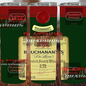 Buchanan&#39;s De Luxe, Digital Download, Straight & Tapered Tumbler Wrap Template
