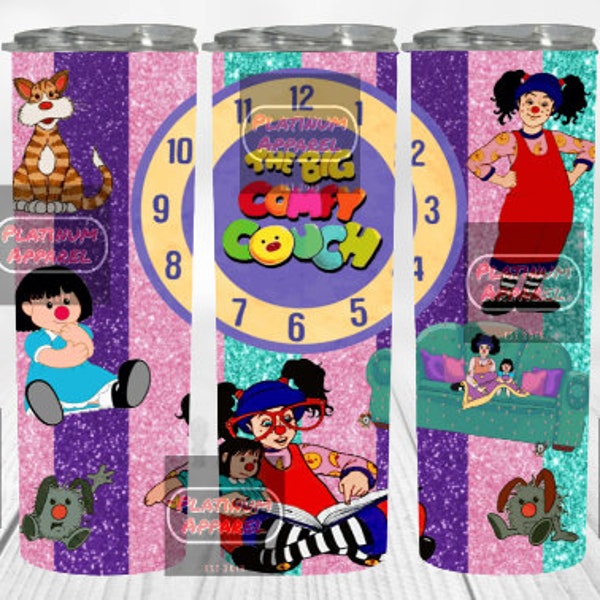 The Big Comfy Couch, 80's en 90's, Molly en Loonette, Retro Kids, Digital Download, Straight & Tapered Tumbler Wrap Template