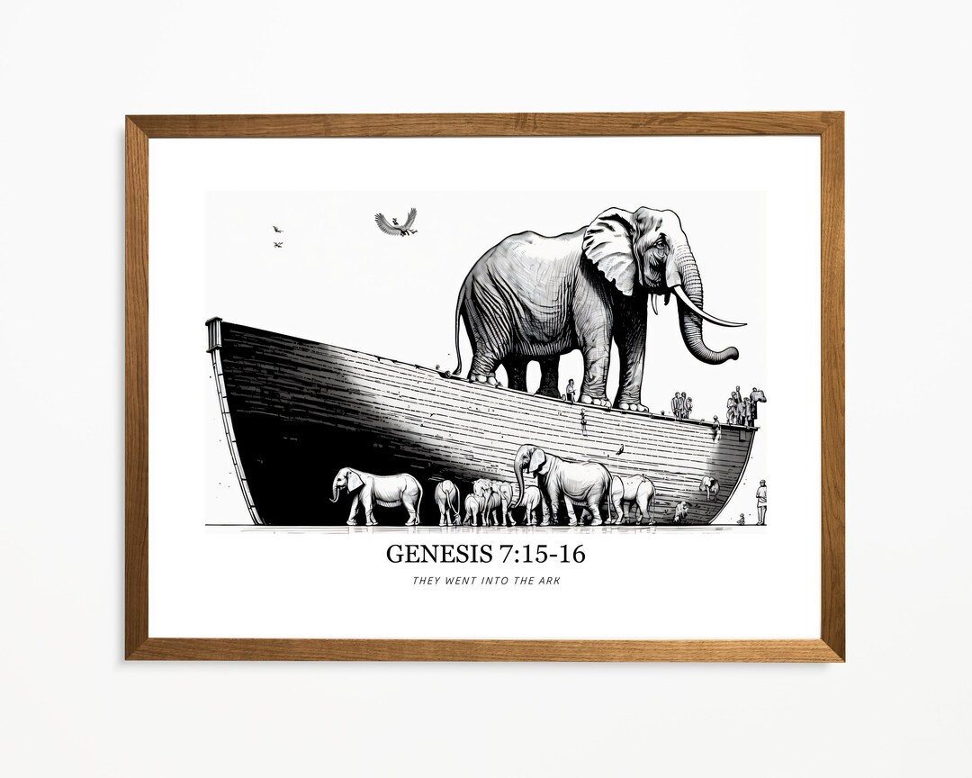 Genesis 7:15-16, Noah's Ark, DIGITAL PRINT Bible Art, WALL Art, Bible ...