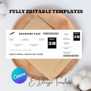 Printable Boarding Pass Gift | Airline Ticket | Surprise Gift | Vacation Surprise Gift | Editable Boarding Pass | Travel Memory Gift