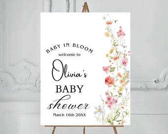 Floral Baby Shower Welcome Sign: Wildflower Decoration (Digital Download)