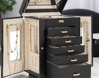 Jewelry Organizer with Mirror – Functional Storage Case for Women & Girl