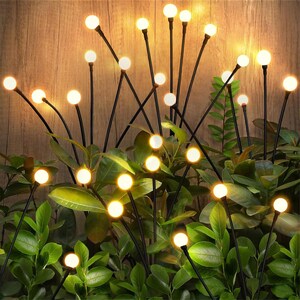 Upgraded Solar Lights Outdoor Waterproof - Swaying Solar Garden Lights, Firefly Lights with Highly Flexible Copper Wires, Yard Pathwa2 Packs