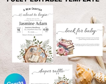 Editable Storybook Baby Shower Invitation Bundle (Digital Download)