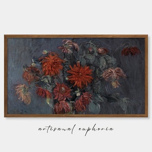 Samsung Frame TV Wall Art, Moody Florals, Dark Florals, Vintage Decor, Beautiful Wall Art