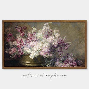 Samsung Frame TV, Downloadable Vintage Art, Gallery Wall Art, Purple Flowers, Instant Access