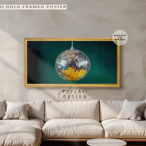 Emerald Green Disco Ball Print: Glam Party Room Decor