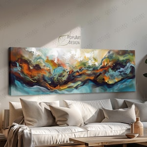 Horizontal Wall Art, Art Nouveau, Panoramic Above Bed Decor, Large Framed Wall Art, Wide Art Print, Contemporary Wall Art, Long Narrow Print