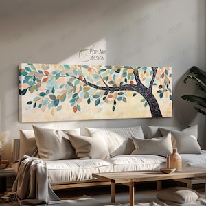 Horizontal Tree Wall Art: Large Long Narrow Framed Canvas or Poster