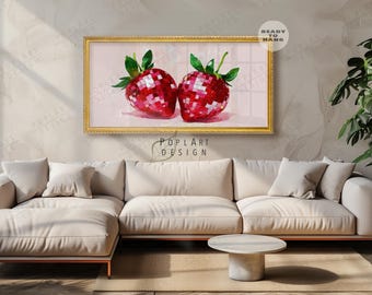 Disco Erdbeere Leinwanddruck: Funky Retro Kitchen Bar Art