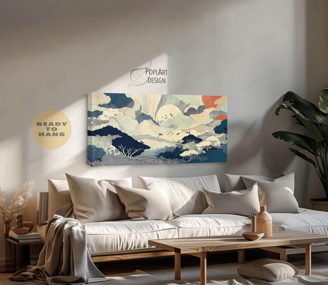 Japanese Landscape Canvas Print: Serene Mountain Scene, Framed Wall Art ...