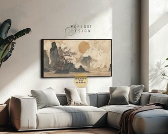 Framed Japanese Landscape Art: Panoramic Wide Canvas Print