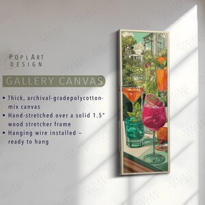 Jugendstil Cocktail Wandkunst: Lange Schmal Bunte Sommer Drinks auf Leinwand gerahmt Bild 8